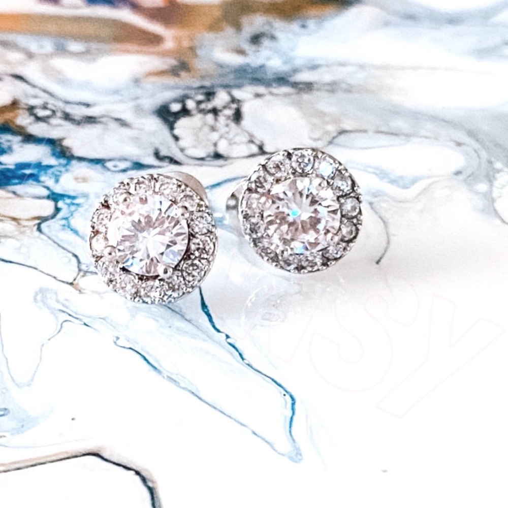 18k White Gold Filled CZ Earrings - Picture 5 of 6